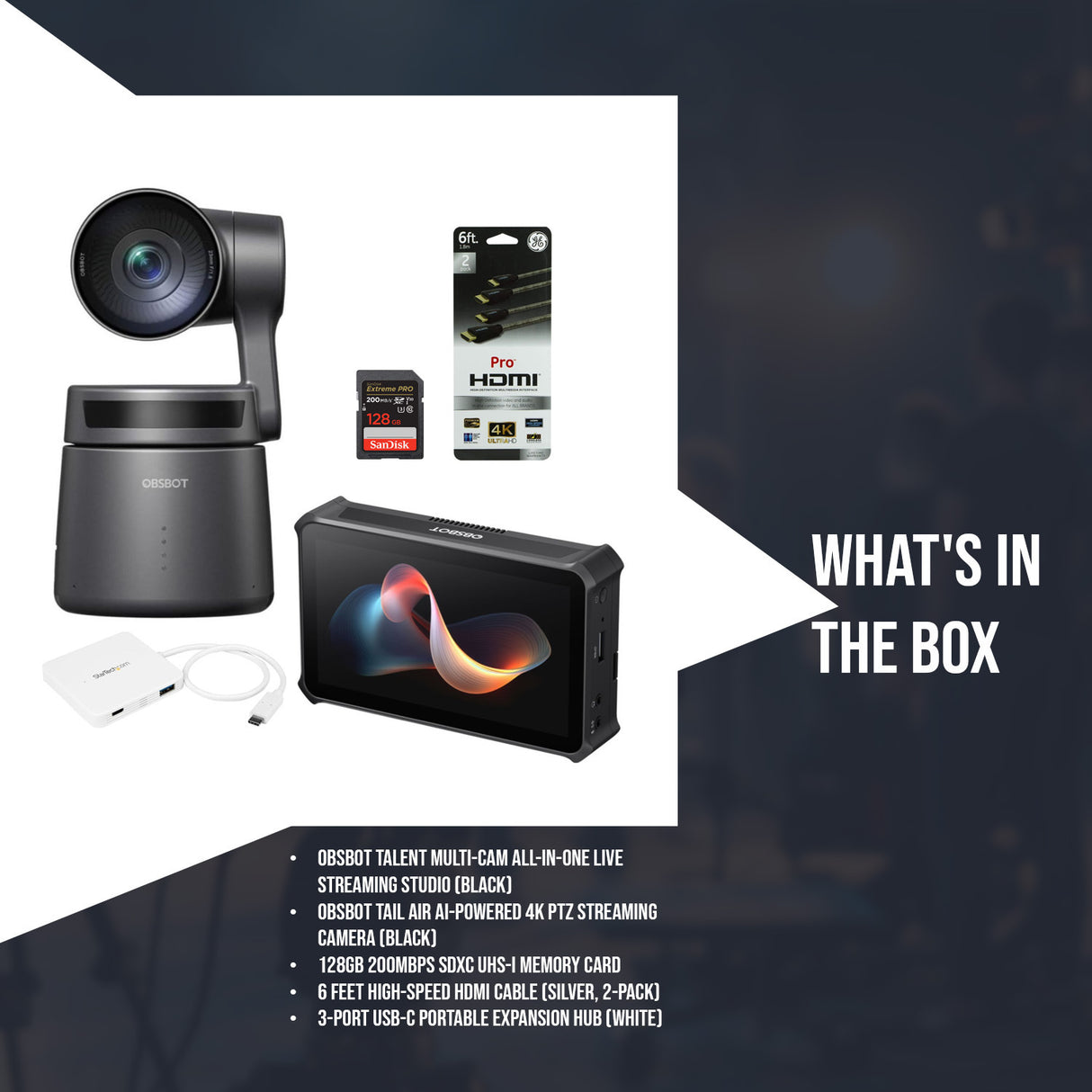 OBSBOT Talent Multi-Cam All-In-One Live Streaming Studio (Black) with Streaming Camera Bundle