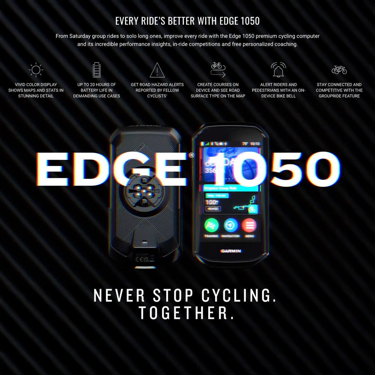 Garmin Edge 1050 Premium Cycling Computer with Multi-Tool and Multi-Tool Paracord Bracelet Bundle