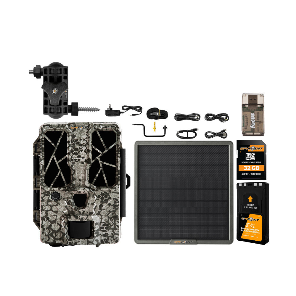Spypoint FORCE-PRO 30 Megapixel Trail Camera with Lithium Battery Solar Panel Bundle
