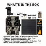 Spypoint FORCE-PRO 30 Megapixel Trail Camera with Lithium Battery Solar Panel Bundle