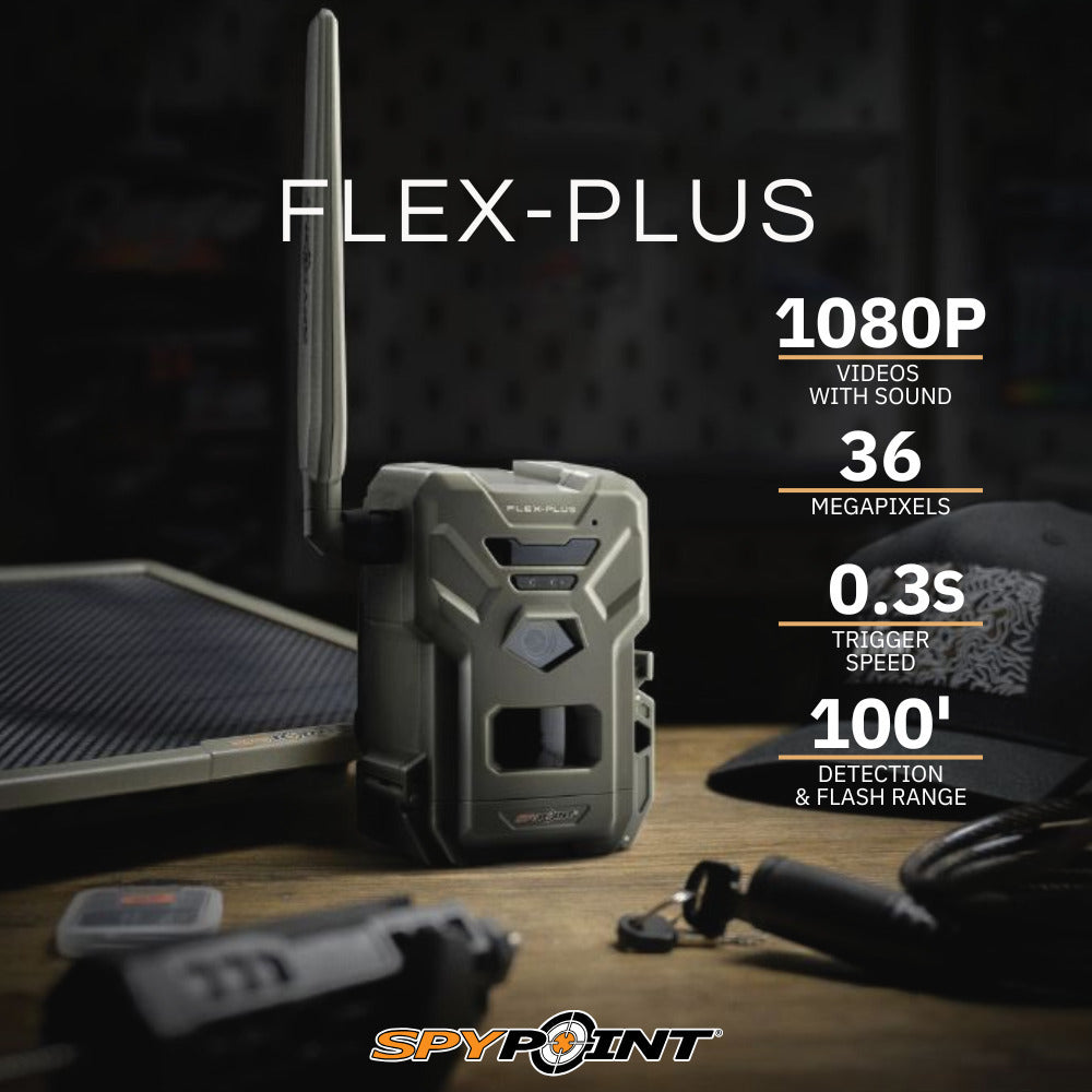 Spypoint FLEX-PLUS 36 MP Cellular Trail Camera with Steel Security Box and Lock Cable Bundle