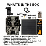 Spypoint FORCE-PRO 30 Megapixel Trail Camera with Lithium Battery Solar Panel Bundle