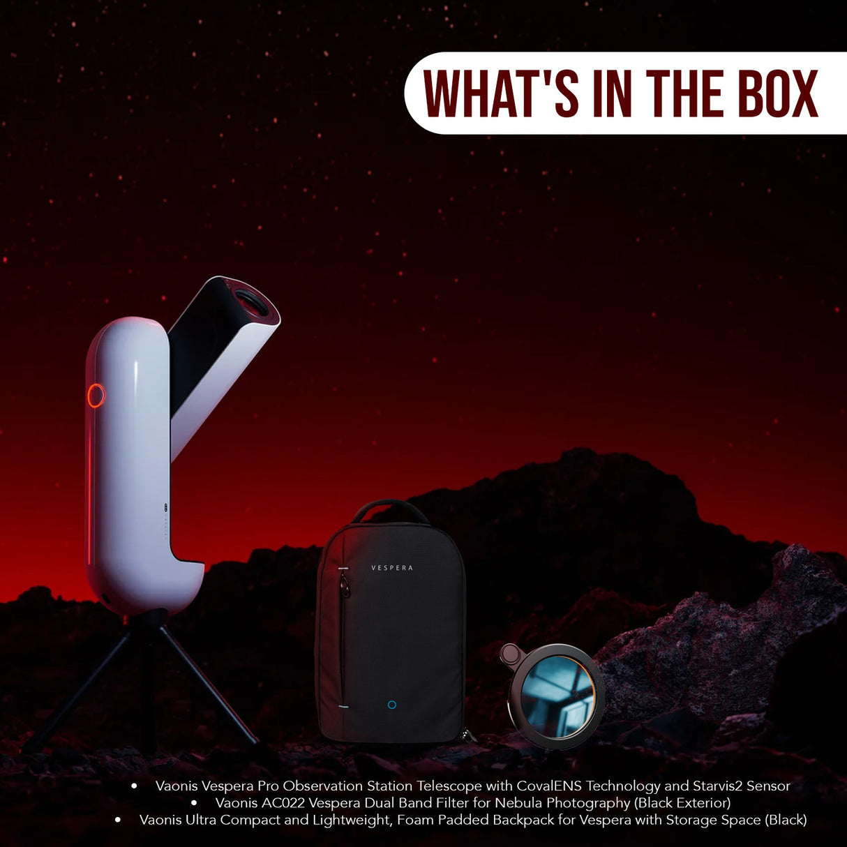 Vaonis Vespera Pro Observation Telescope with AC022 Filter and Backpack Bundle