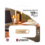 Kingston DataTraveler SE9 G3 USB 3.2 Gen 1 Flash Drive with All-Metal Gold Casing (128GB)