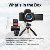 Sony Alpha ZV-E10 II Content Creators’ Camera Body (Black) with Extendable Tripod Bundle