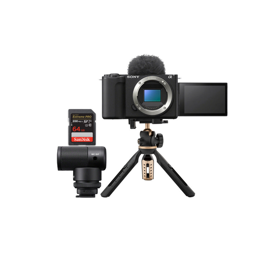 Sony Alpha ZV-E10 II Content Creators’ Camera Body (Black) with Extendable Tripod Bundle