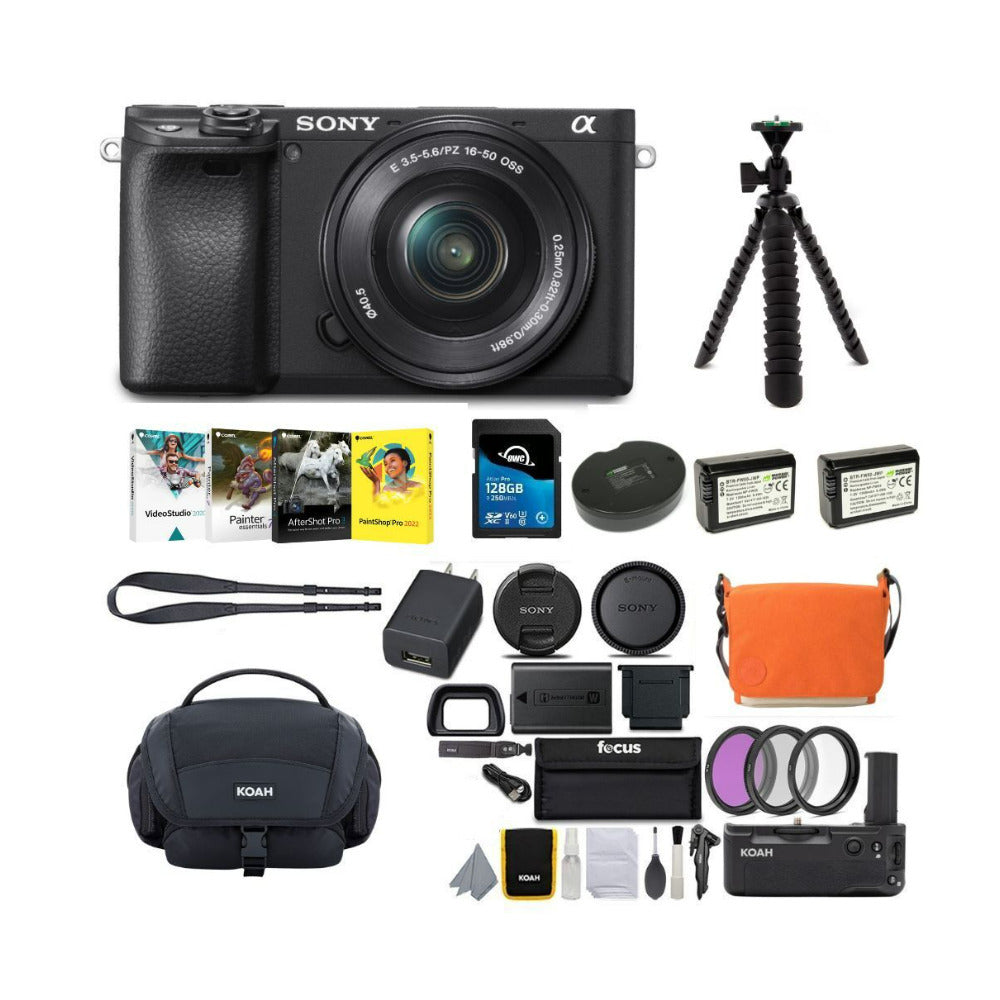 Sony Alpha a6400 Mirrorless Digital Camera with 16-50mm Lens (Black) Holiday Bundle