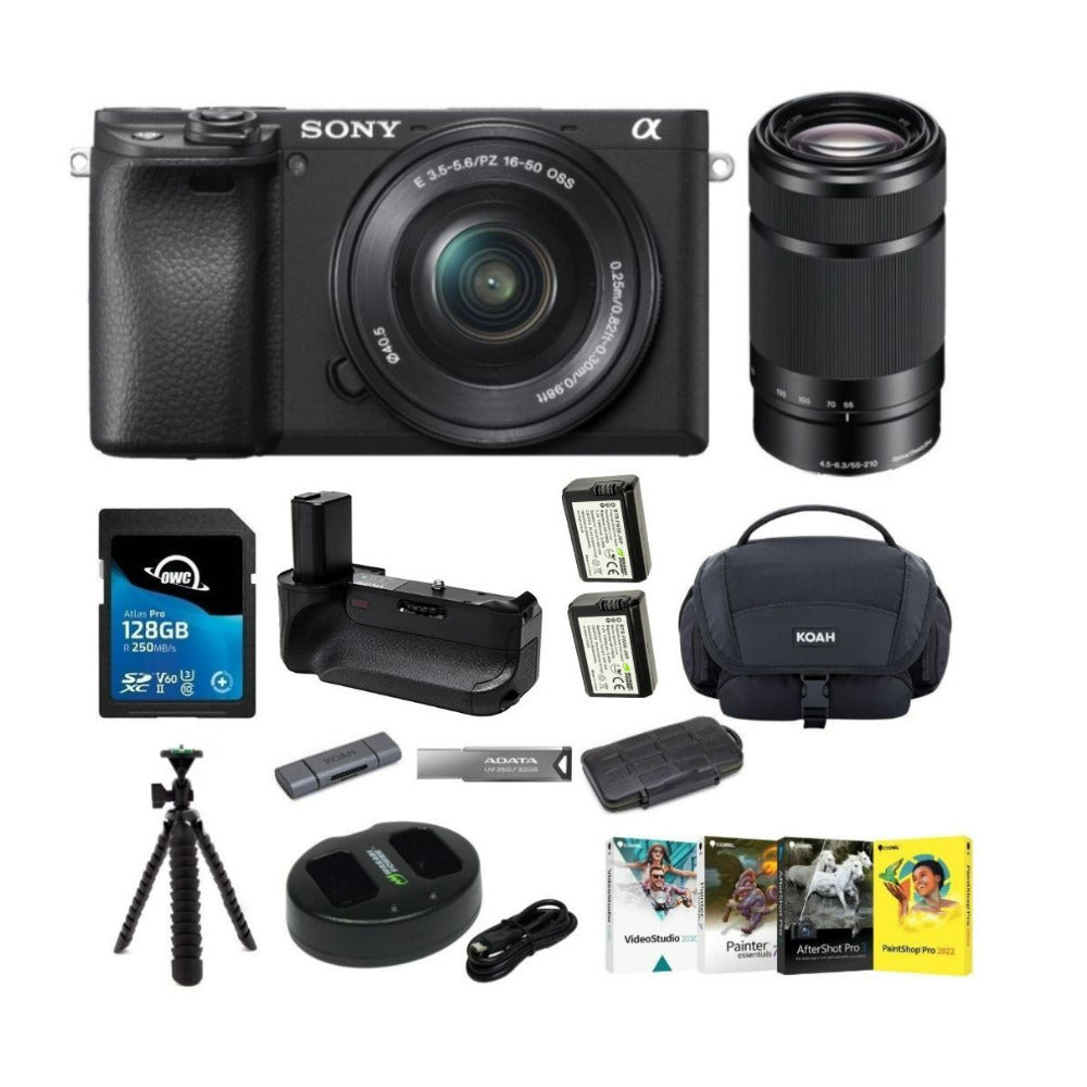 Sony a6400 Mirrorless Digital Camera Bundle with 16-50mm and 55-210mm Lenses
