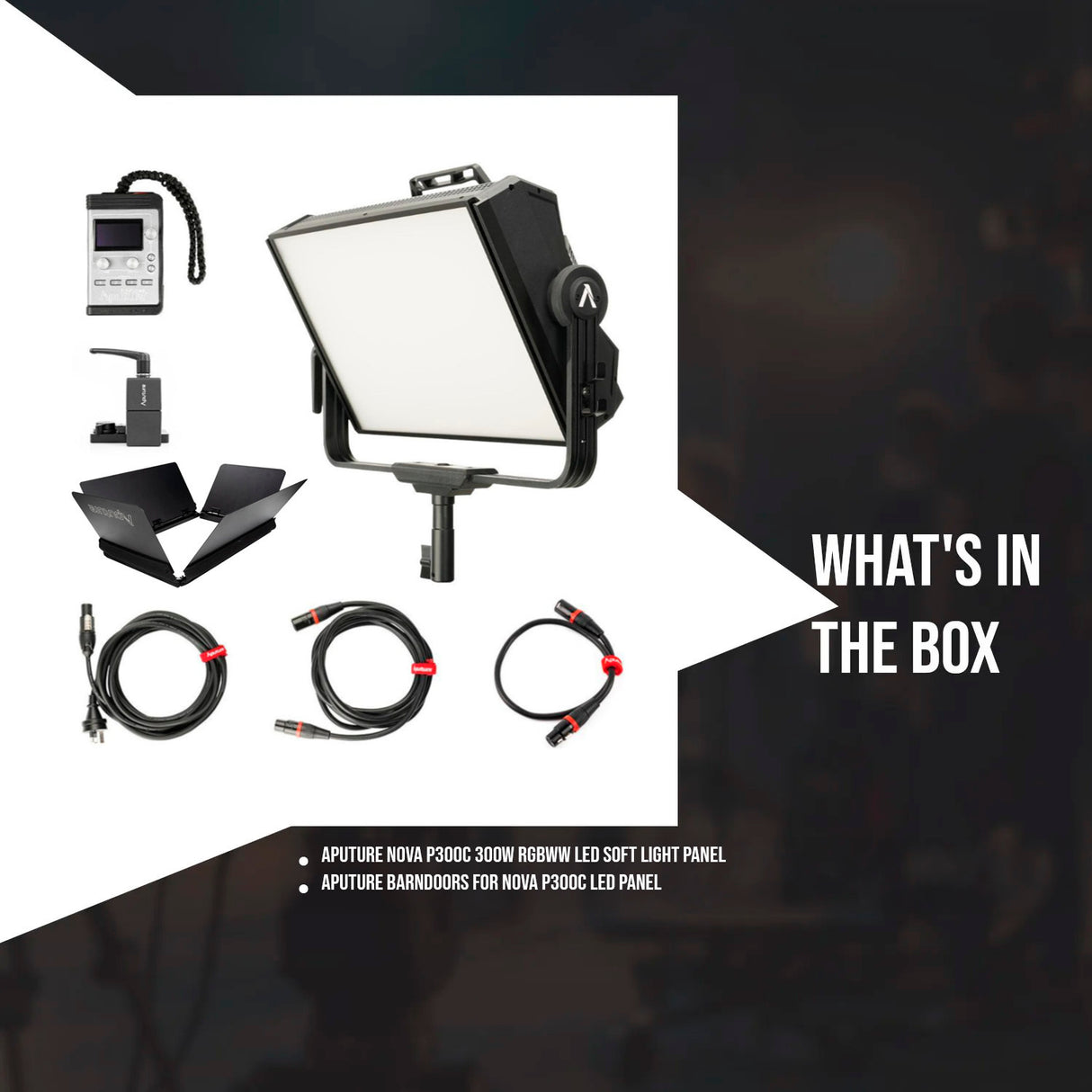 Aputure Nova P300C 300W RGBWW LED Soft Light Panel with Barndoors for Nova P300C LED Panel Bundle