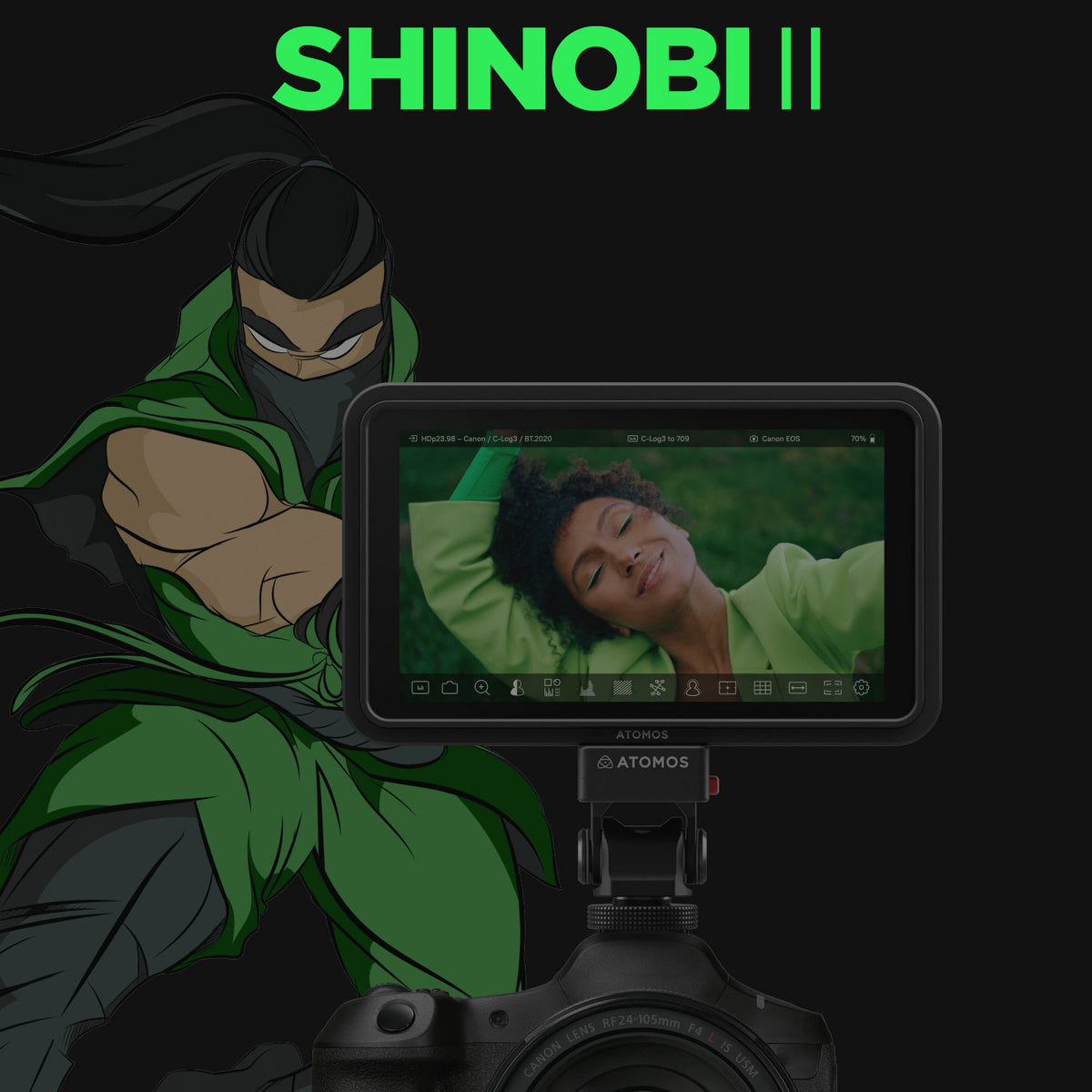 Atomos Shinobi II HDMI 4K Monitor with HDR Touchscreen and Lightweight Design (Black) Bundle