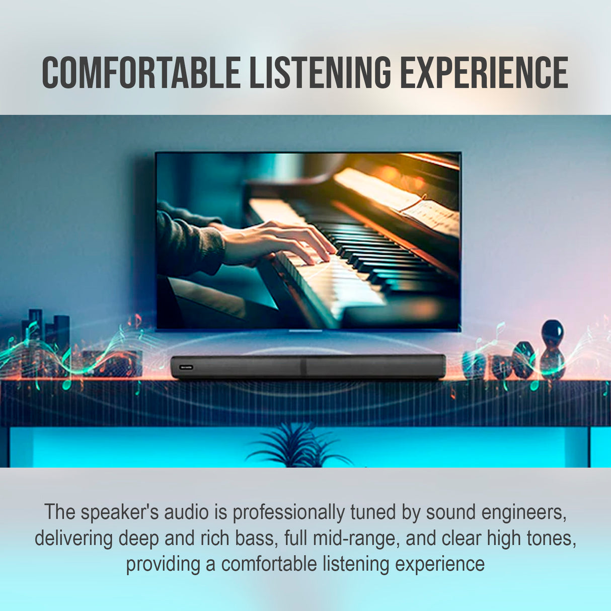 Rocware S22 High-Fidelity Super Volume Bar Speaker and Focus Microfiber Cleaning Cloth Bundle