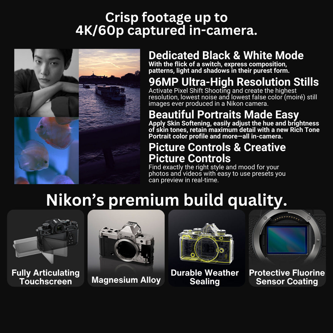 Nikon Z f Mirrorless Camera with 40mm Lens with Shoulder Messenger Camera Bag Bundle