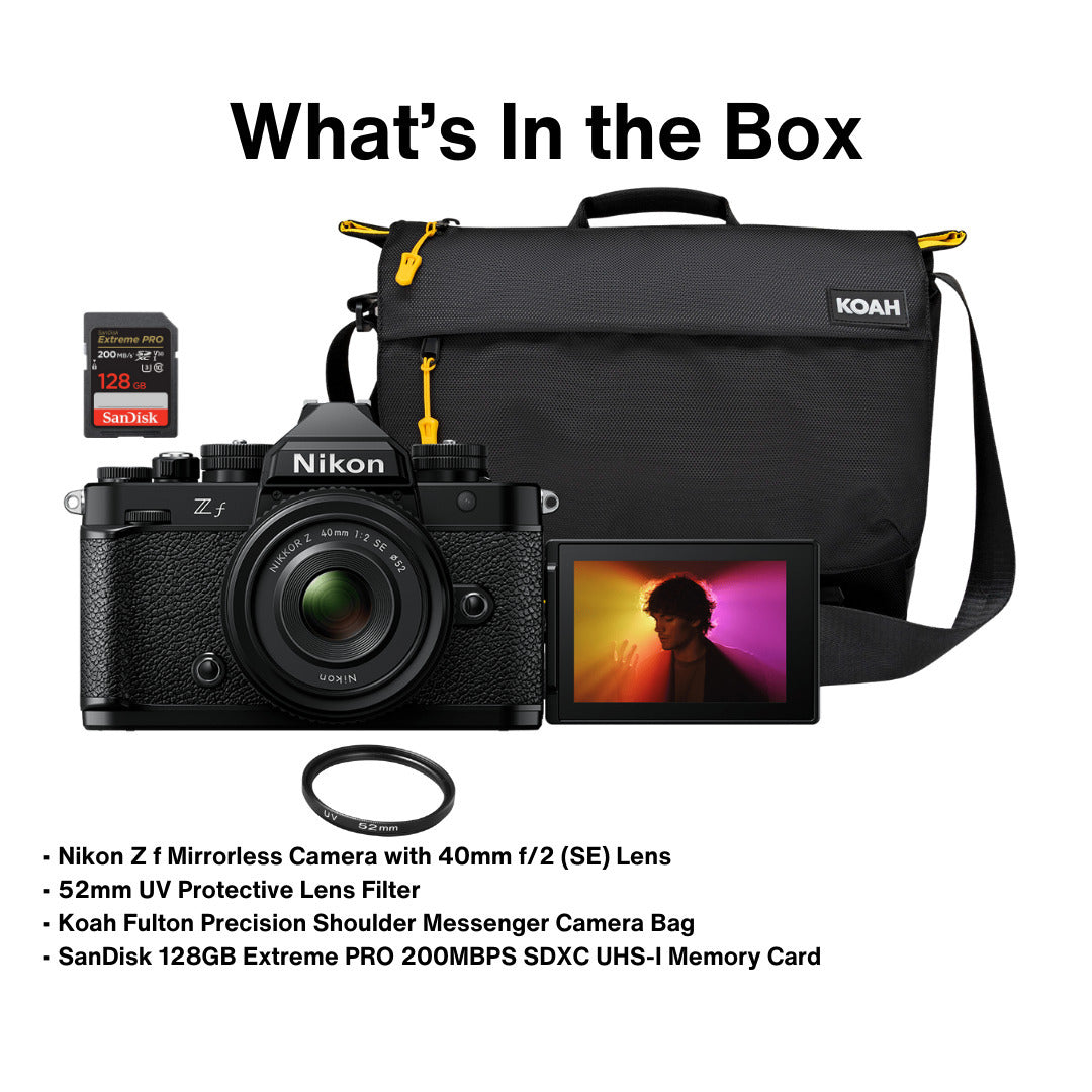 Nikon Z f Mirrorless Camera with 40mm Lens with Shoulder Messenger Camera Bag Bundle