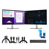 Dell P2425H 24-Inch 1920 x 1080 FHD Flat Screen LED Monitor (2-Pack) with USB-C Cable Bundle