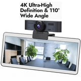 Rocware RC16 4K USB AI Webcam with UHD CMOS Image Sensor and Focus Microfiber Cleaning Cloth Bundle