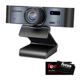 Rocware RC16 4K USB AI Webcam with UHD CMOS Image Sensor and Focus Microfiber Cleaning Cloth Bundle