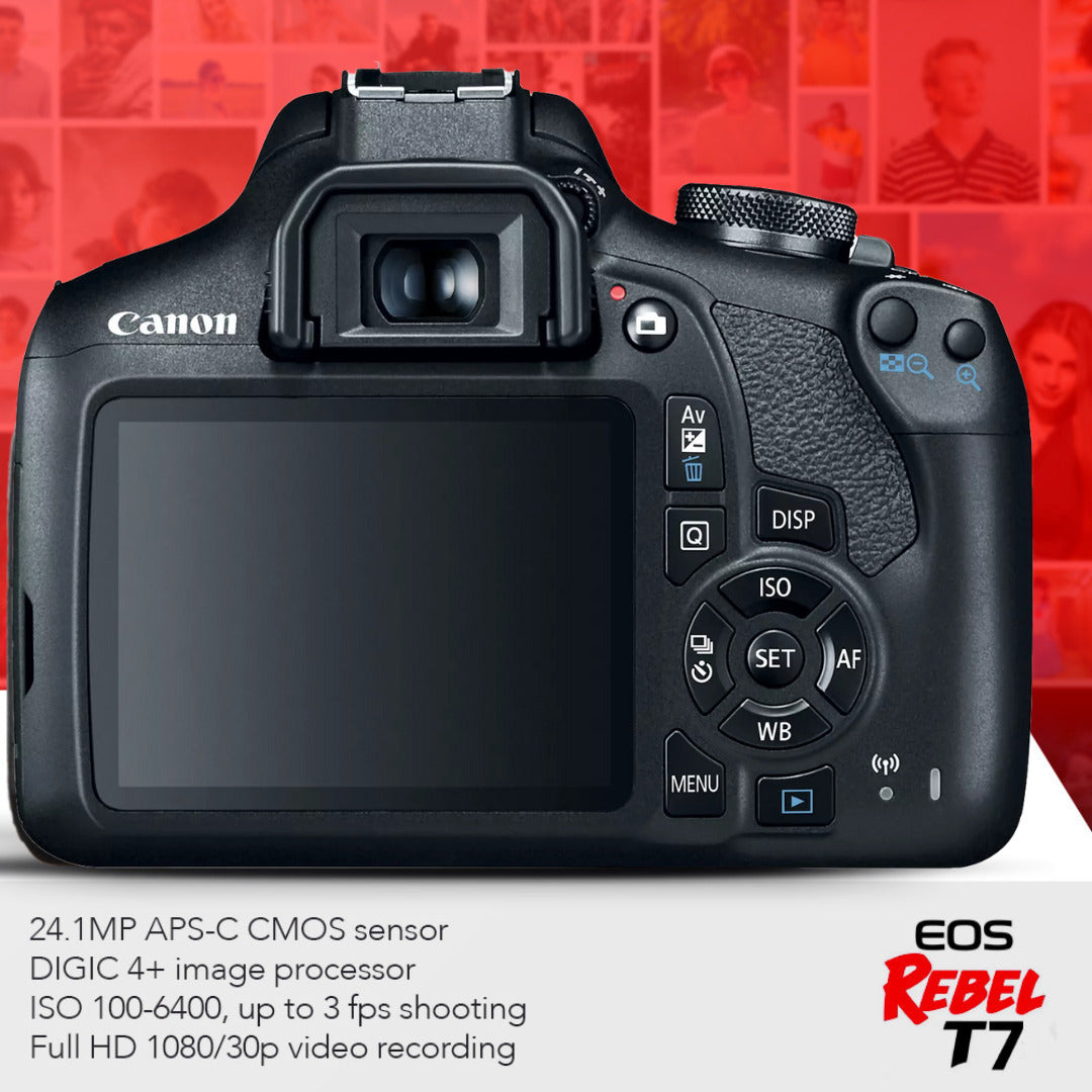 Canon T7 EOS Rebel DSLR Camera with EF-S 18-55mm IS II Lens Deluxe Bundle