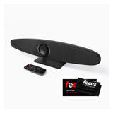 Rocware RC10 4K UHD USB Black Video Bar with 121-Degree Wide FOV and Focus Cleaning Cloth Bundle