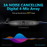 Rocware RC10 4K UHD USB Black Video Bar with 121-Degree Wide FOV and Focus Cleaning Cloth Bundle