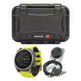 Garmin Fenix 8 Sapphire Solar 51mm Smartwatch (Amp Yellow and Graphite) with Hard Case Bundle