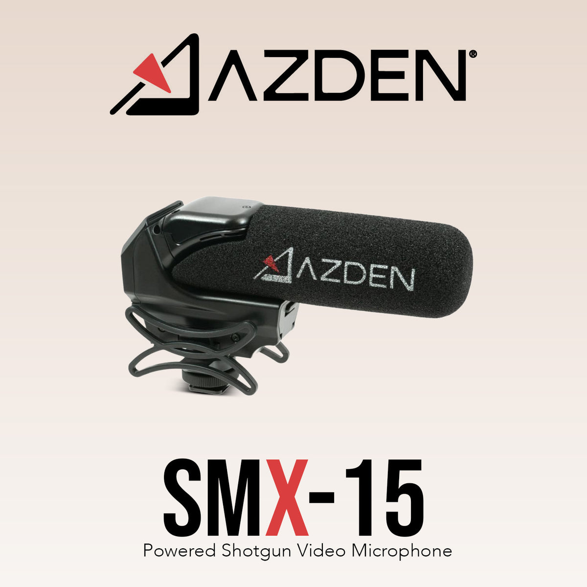 Azden SMX-15 Powered Shotgun Video Microphone (Black) and Windshield Cover (Gray) Bundle