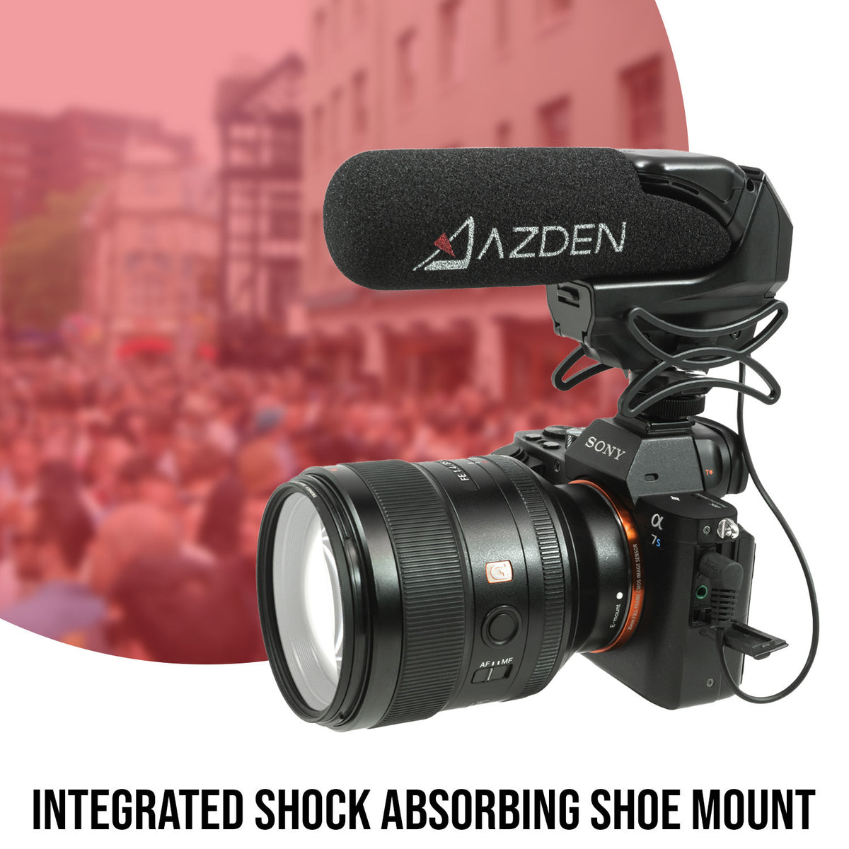 Azden SMX-15 Powered Shotgun Video Microphone (Black) and Windshield Cover (Gray) Bundle