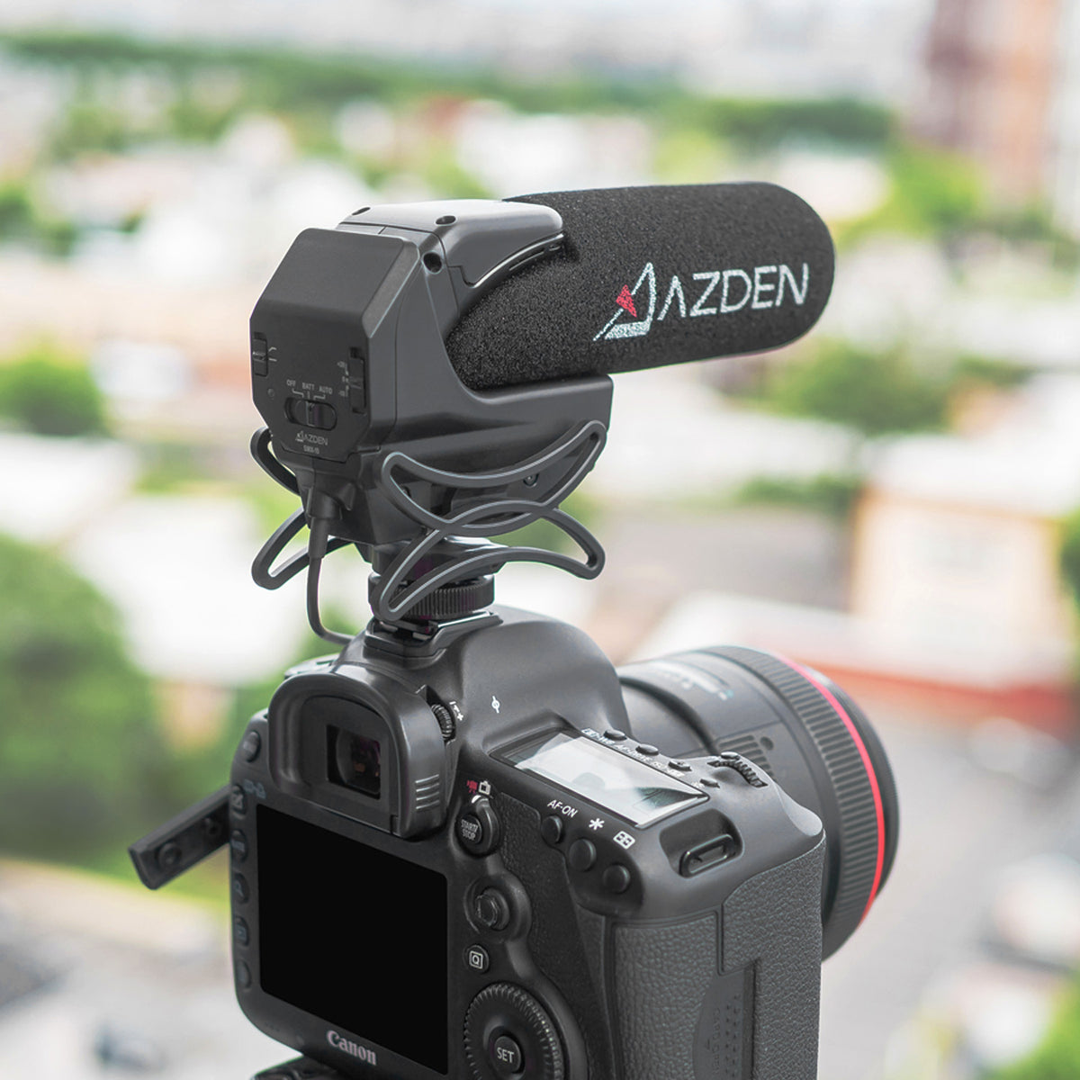 Azden SMX-15 Powered Shotgun Video Microphone (Black) and Windshield Cover (Gray) Bundle