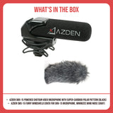 Azden SMX-15 Powered Shotgun Video Microphone (Black) and Windshield Cover (Gray) Bundle