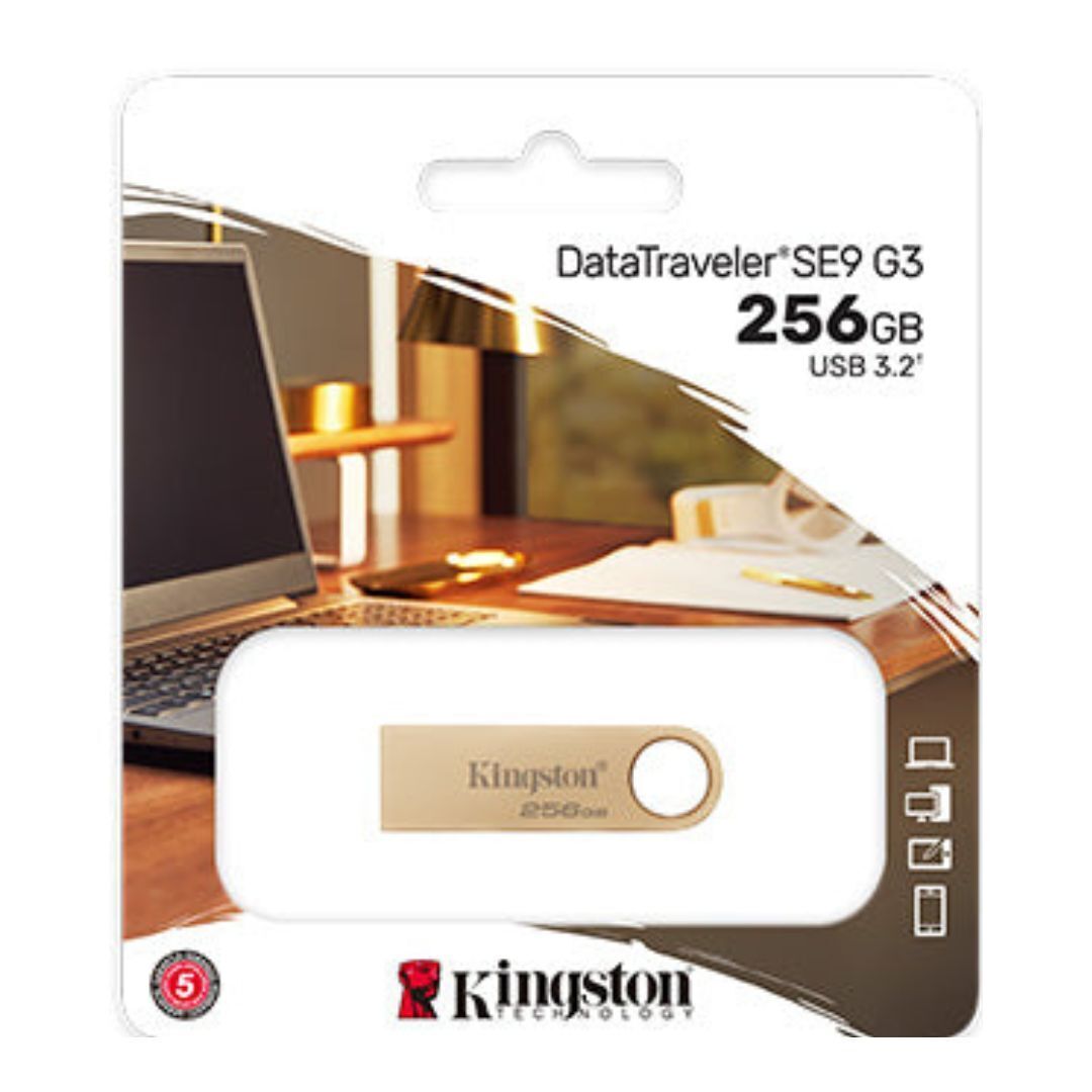 Kingston DataTraveler SE9 G3 USB 3.2 Gen 1 Flash Drive with Portable Size and Metal Casing (256GB)