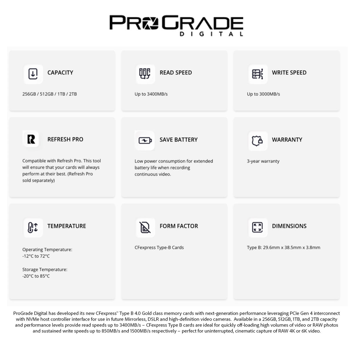ProGrade Digital 512GB CFexpress 4.0 Type B Gold Memory Card for Mirrorless Cameras