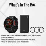 Garmin Fenix 8 51mm GPS Smartwatch with 1.4-Inch AMOLED Display (Slate Gray and Black) Bundle