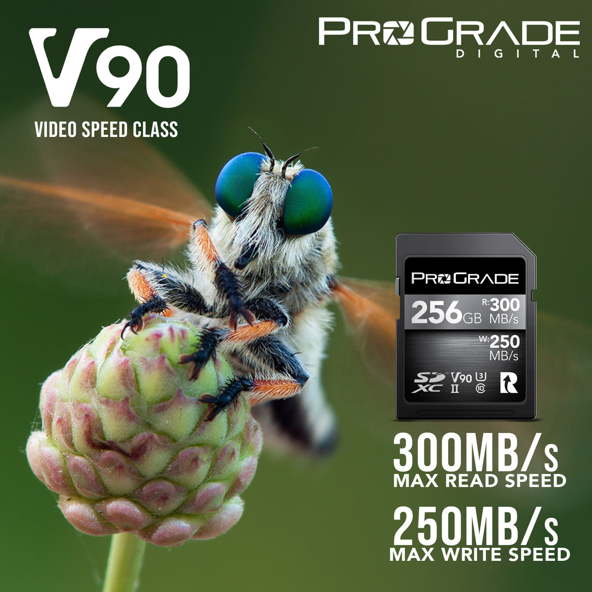 ProGrade Digital SDXC UHS-II V90 300R 256GB Capacity, 300MB/s Read and 250MB/s Write Memory Card