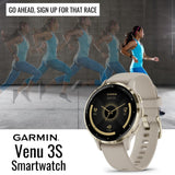 Garmin Venu 3S Soft Gold Stainless Steel Bezel Smartwatch with Ivory Case and Silicone Band Bundle