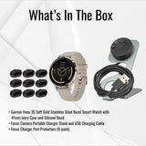 Garmin Venu 3S Soft Gold Stainless Steel Bezel Smartwatch with Ivory Case and Silicone Band Bundle