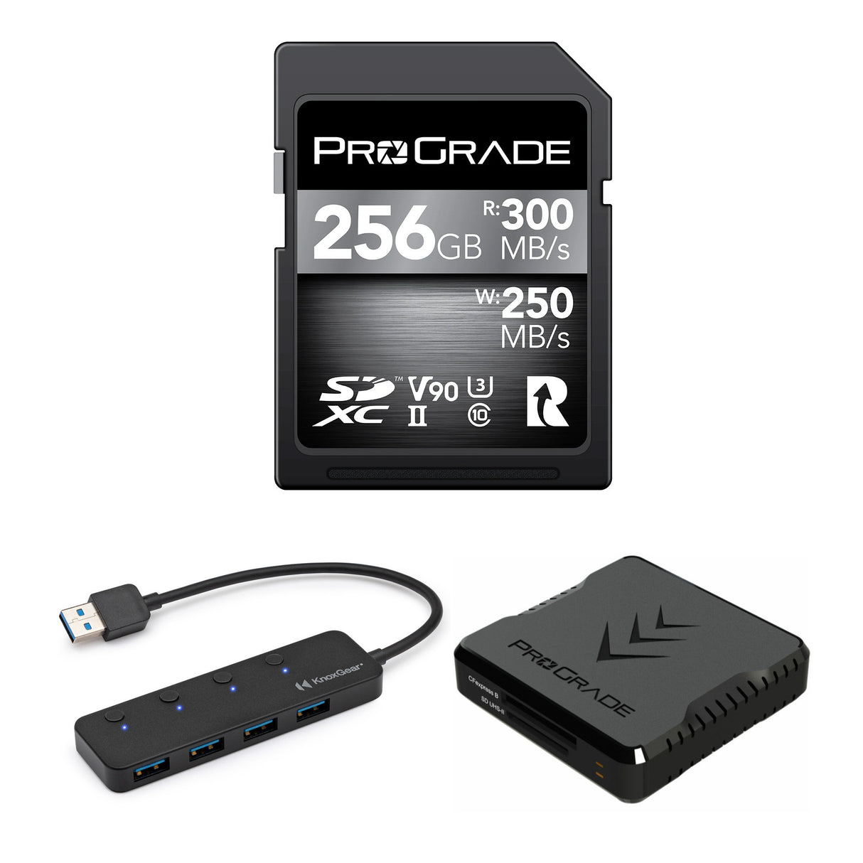 ProGrade Digital 256GB SDXC UHS-II V90 300R Memory Card with 300MBPS Read Speed Bundle