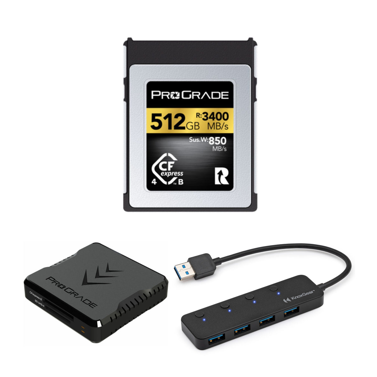 ProGrade Digital 512GB CFexpress 4.0 Type B Gold Memory Card for Mirrorless Cameras Bundle
