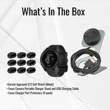 Garmin Approach S12 Golf Watch (Black) and Focus Camera Portable Charger Stand Bundle