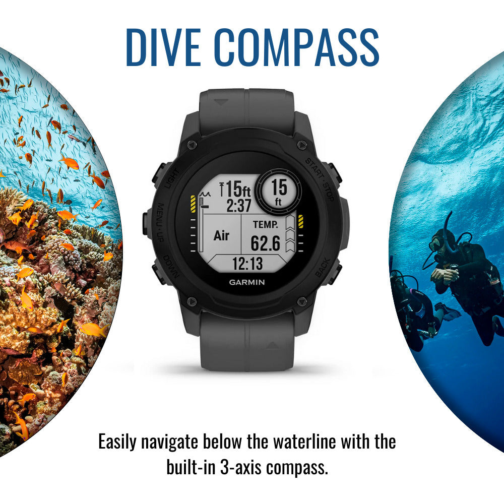 Garmin Descent G1 Dive 45mm GPS Smart Watch (Slate Gray) with Charger Stand and USB Cable Bundle