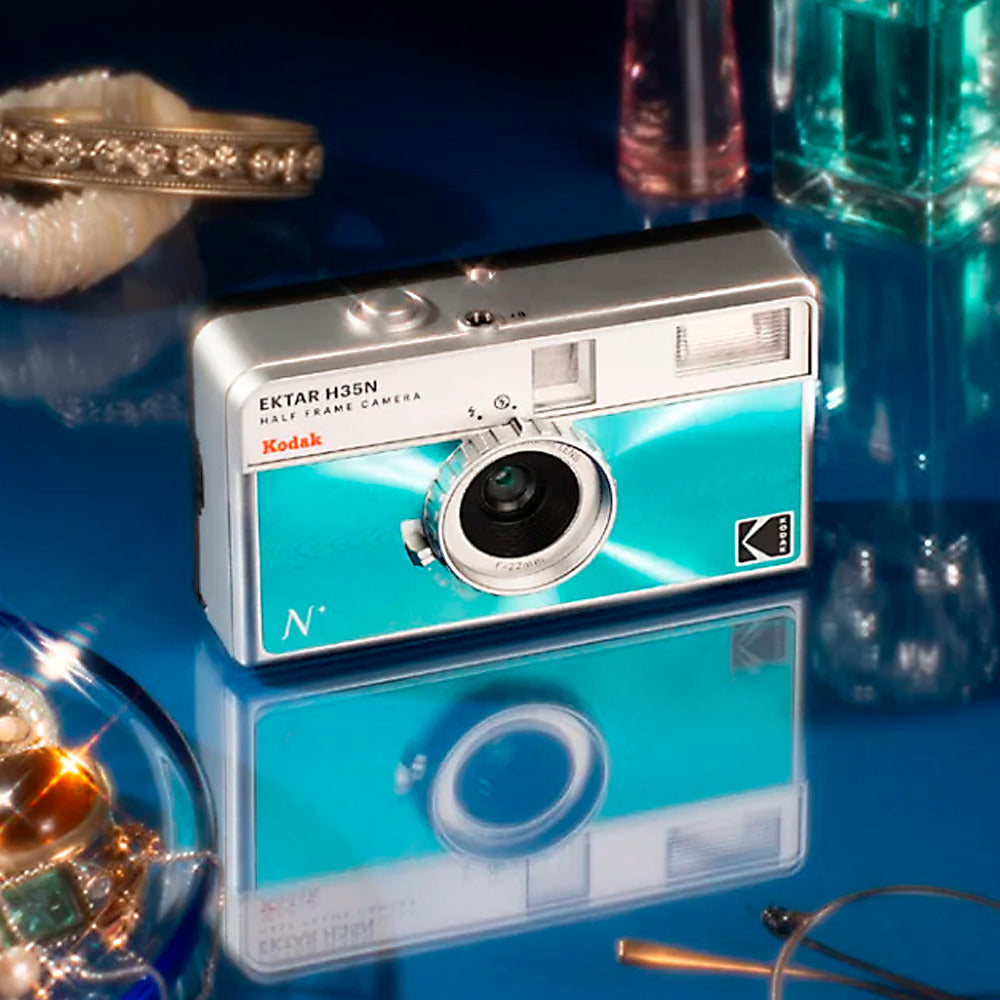 Kodak Ektar H35N 35mm Half Frame Film Camera (Glazed Blue) with 35mm Roll Film Bundle