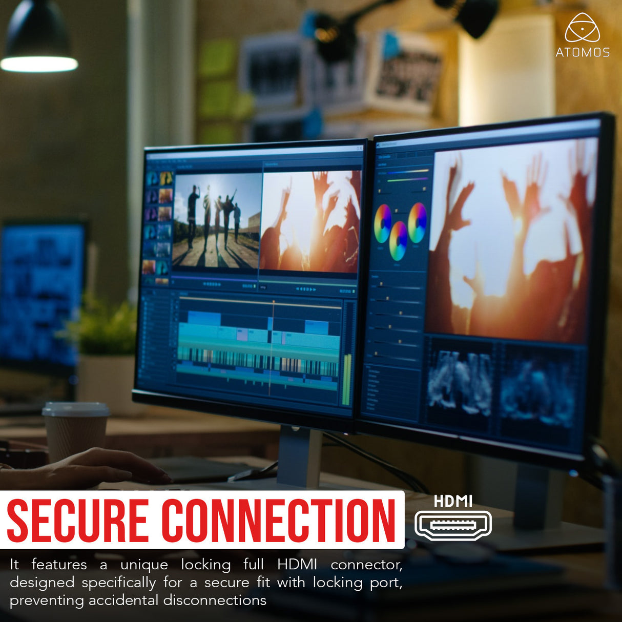 Atomos 4K60 HDR Locking High Speed Full HDMI to HDMI Cable (Black) Bundle