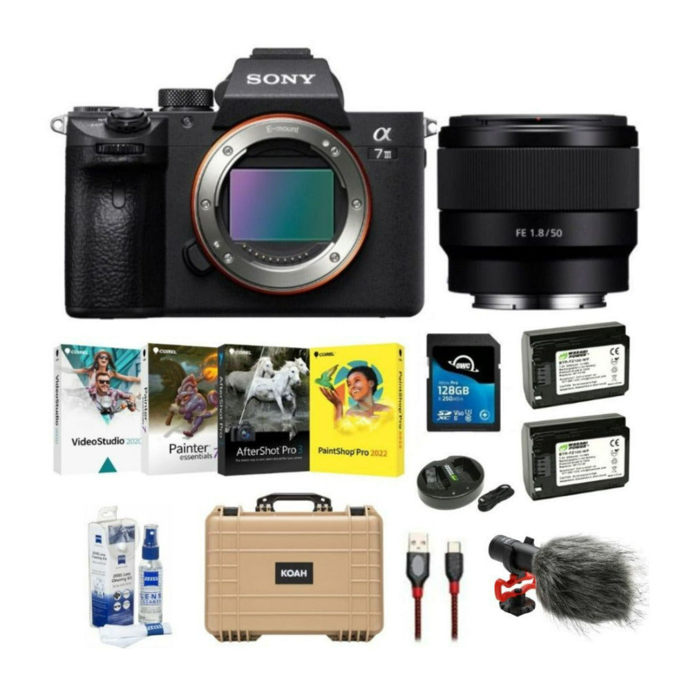 Sony a7 III Full Frame Mirrorless Camera with 50mm f/1.8 Lens Bundle