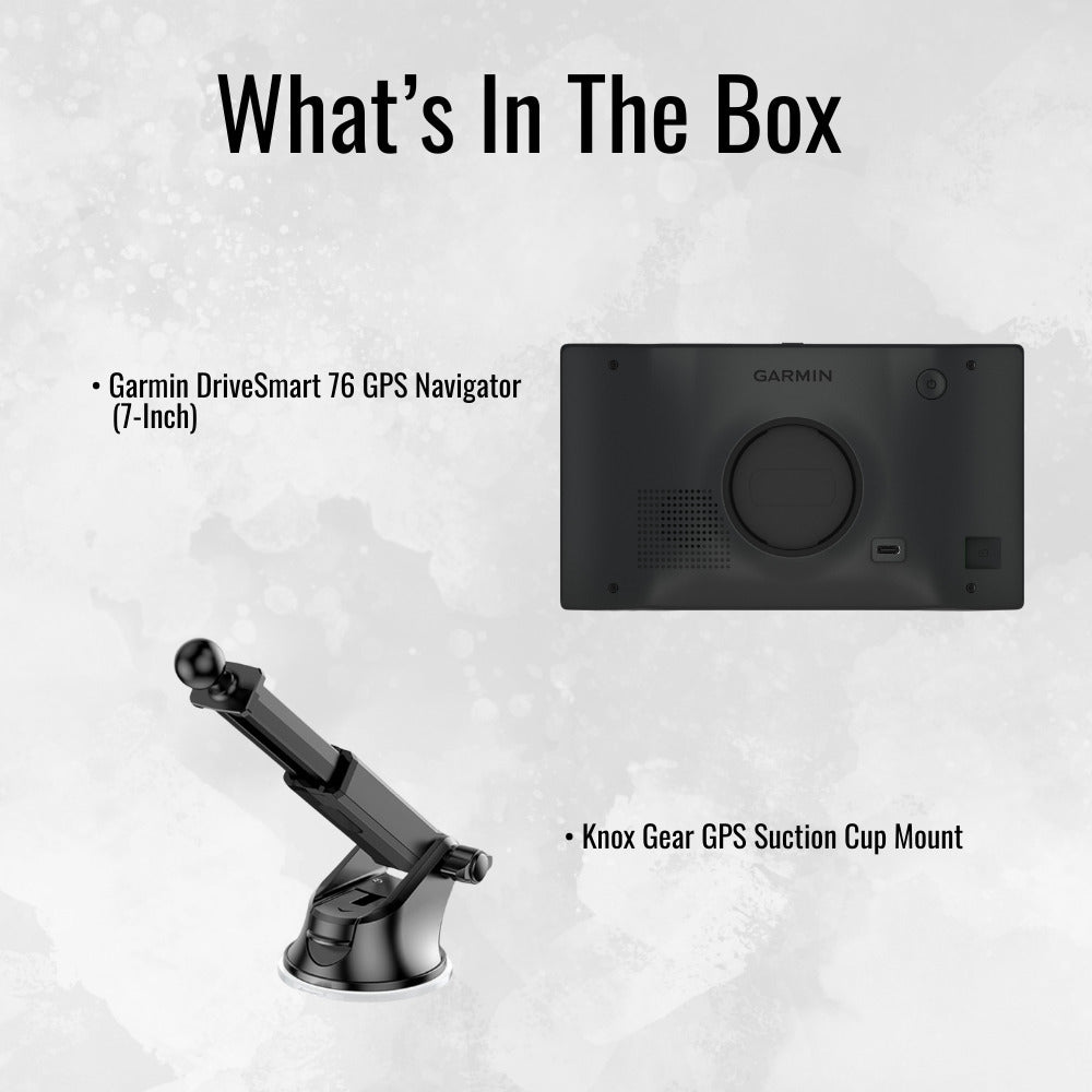 Garmin DriveSmart 76 GPS Navigator (7-Inch) with Knox Gear GPS Suction Cup Mount Bundle