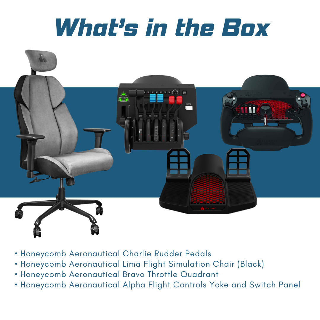 Honeycomb Aeronautical Charlie Rudder Pedals with Adjustable Tension Knob and Aluminum Body Bundle