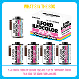 Ilford Ilfocolor Vintage Tone 400 Plus 24 Exposures Color Film Roll (5-Pack) Bundle