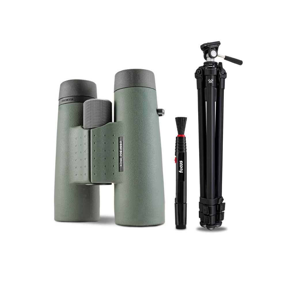 Kowa 10.5x44 Genesis Prominar XD Lens Roof Prism Binocular with Aluminum Tripod Bundle