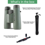 Kowa 10.5x44 Genesis Prominar XD Lens Roof Prism Binocular with Aluminum Tripod Bundle