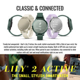 Garmin Lily 2 Active GPS Smartwatch (Silver and Purple Jasmine) with Charger Stand Bundle