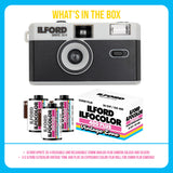 Ilford Sprite 35-II Reloadable 35mm Analog Film Camera and Ilford Film Roll (3-Pack) Bundle