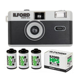 Ilford Sprite 35-II Reloadable 35mm Analog Film Camera and Ilford Film Roll (3-Pack) Bundle