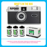 Ilford Sprite 35-II Reloadable 35mm Analog Film Camera and Ilford Film Roll (3-Pack) Bundle